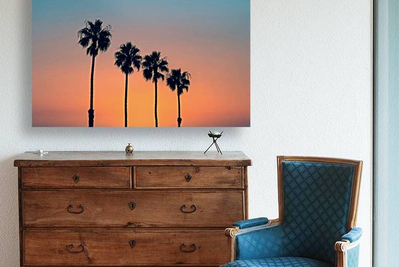 Palm trees at sunset by DELPHIMAGES