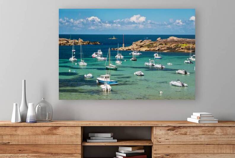 Boats in Coz-Pors beach in Tregastel Brittany by DELPHIMAGES