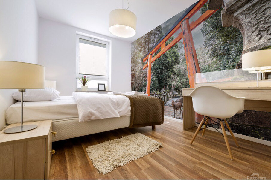A Deer passing the gate Mural print