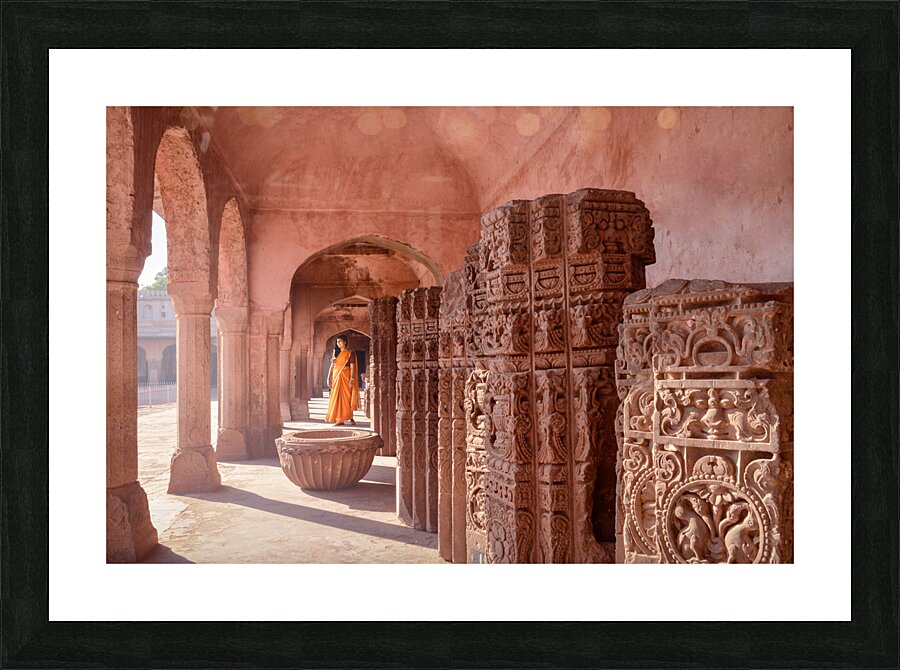 Orange Sari Picture Frame print