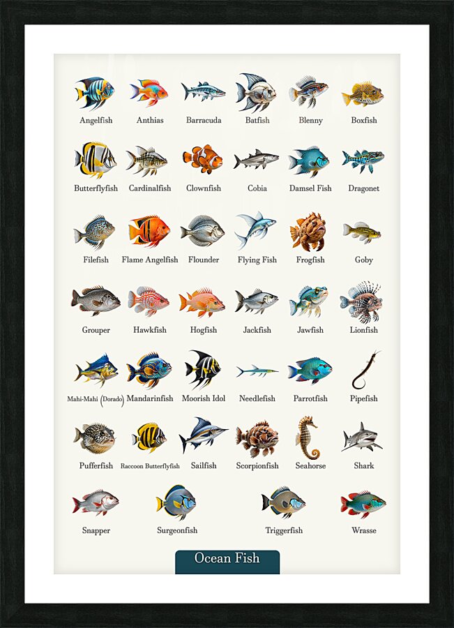 40 Ocean Fish Picture Frame print