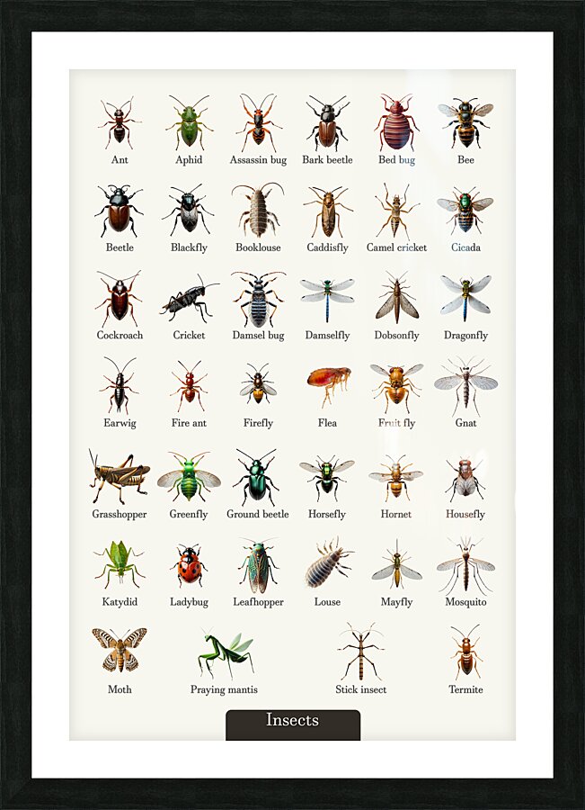 40 Insects Picture Frame print