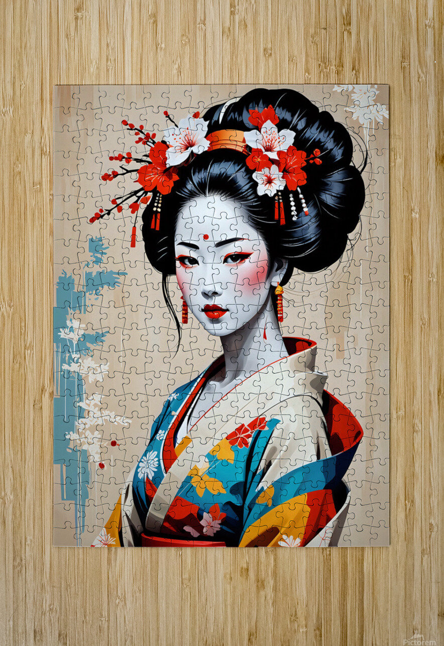 Traditional Japanese Woman Portrait 3 by Dekel Bar Wall Art