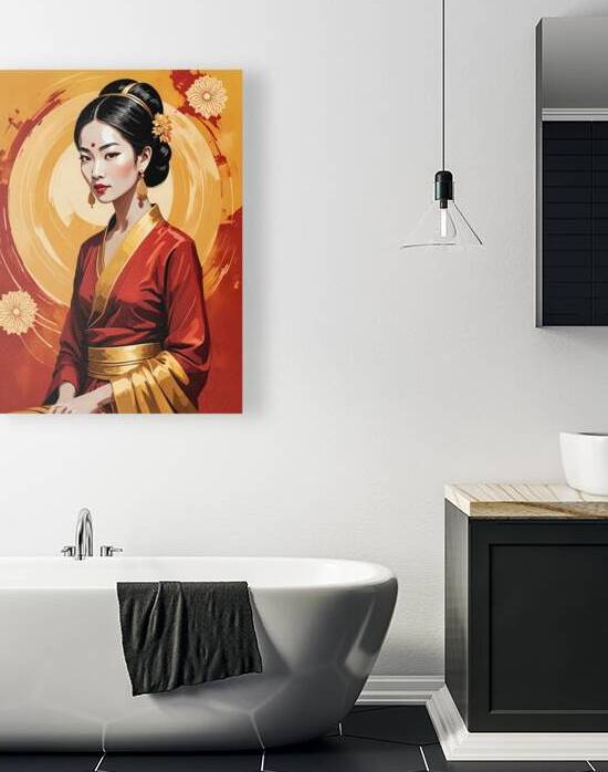 Thai Woman portrait 4 | Luxurious Red and Gold by Dekel Bar