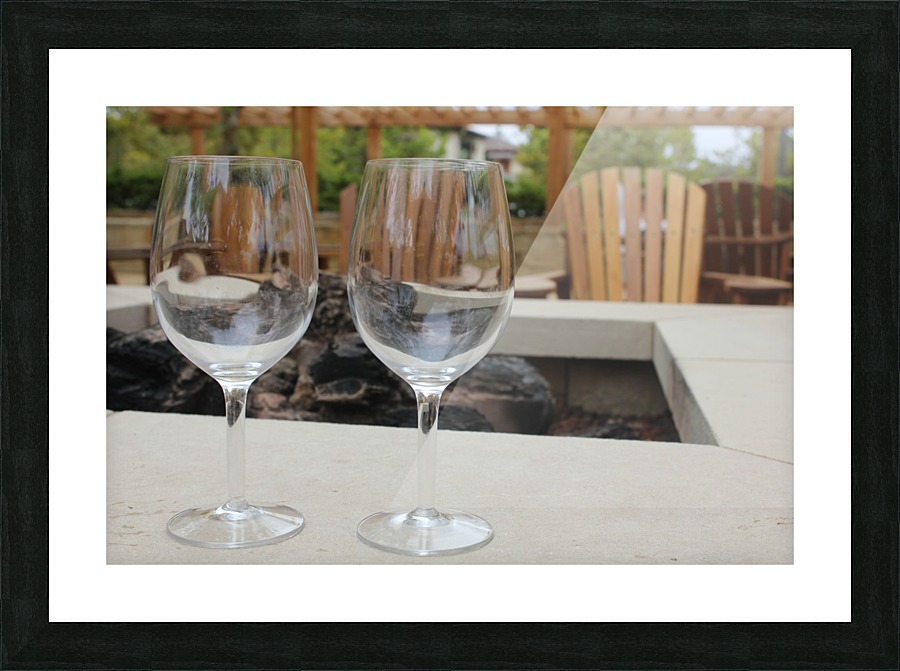 Wineglasses by Firepit Picture Frame print