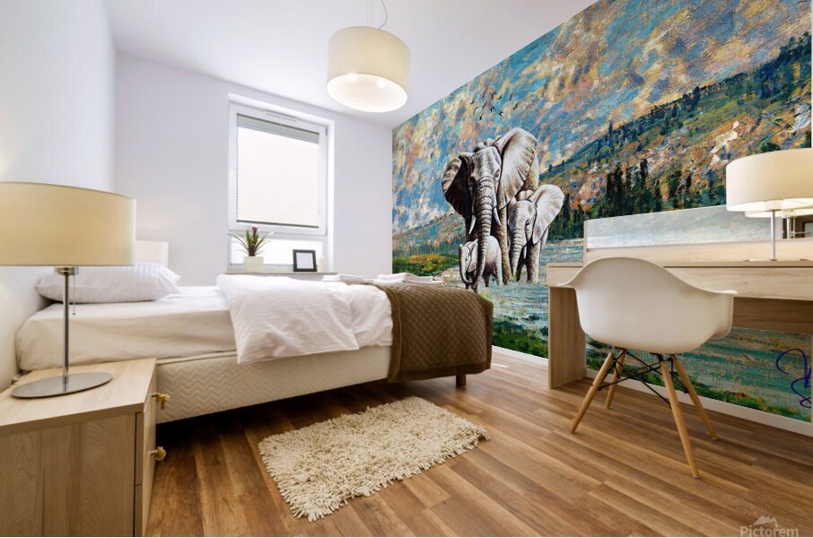 Elephant Family Mural print