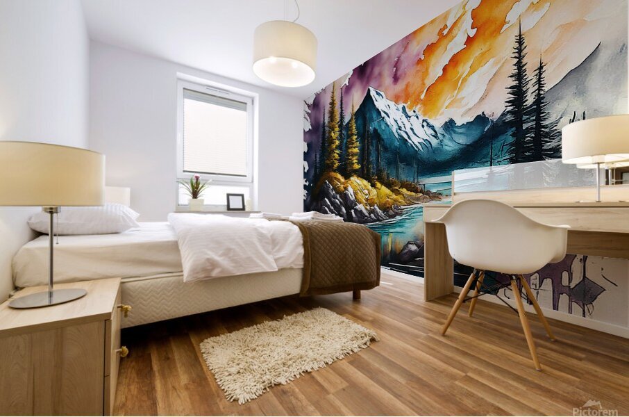 Serene Mountain Escape Mural print