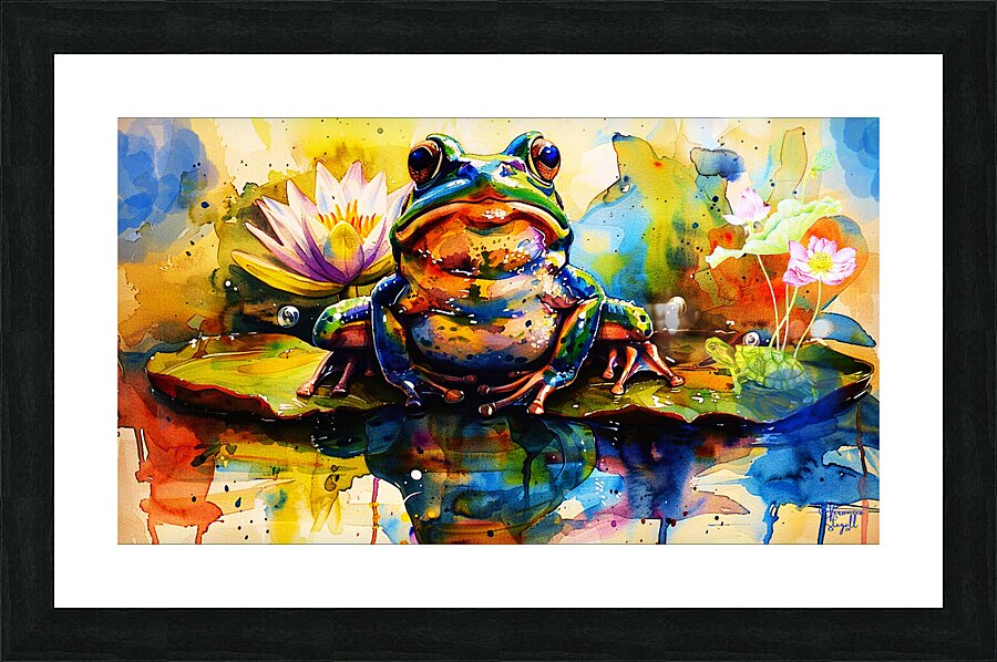 Froggy Pond Picture Frame print