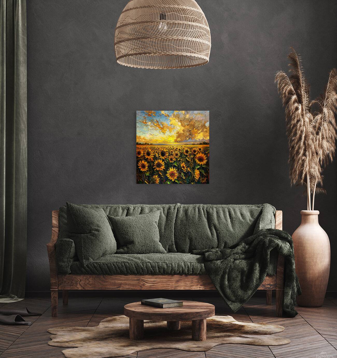Sunflowers at Sunset Reproduction