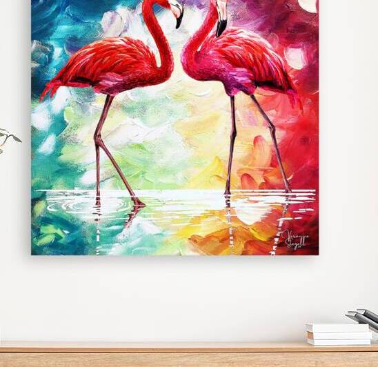 Flamingos In The Pond by Veronica Stegall