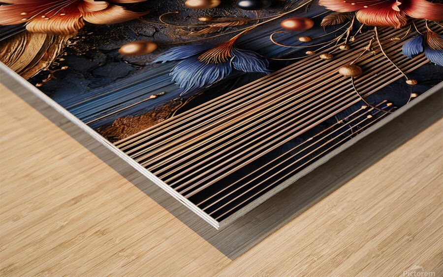 Metallic Bloom Wood print