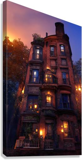 [Twilight City Building] Canvas Print