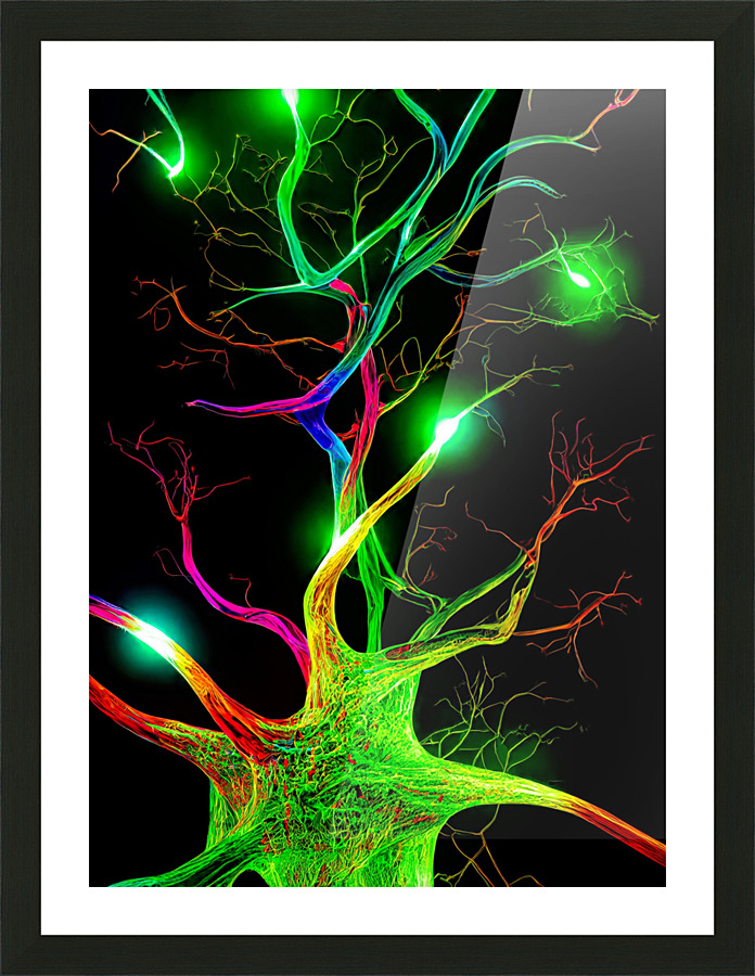 Neon Neuron Picture Frame print