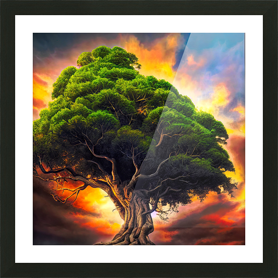 Powerful Tree at Sunset Picture Frame print