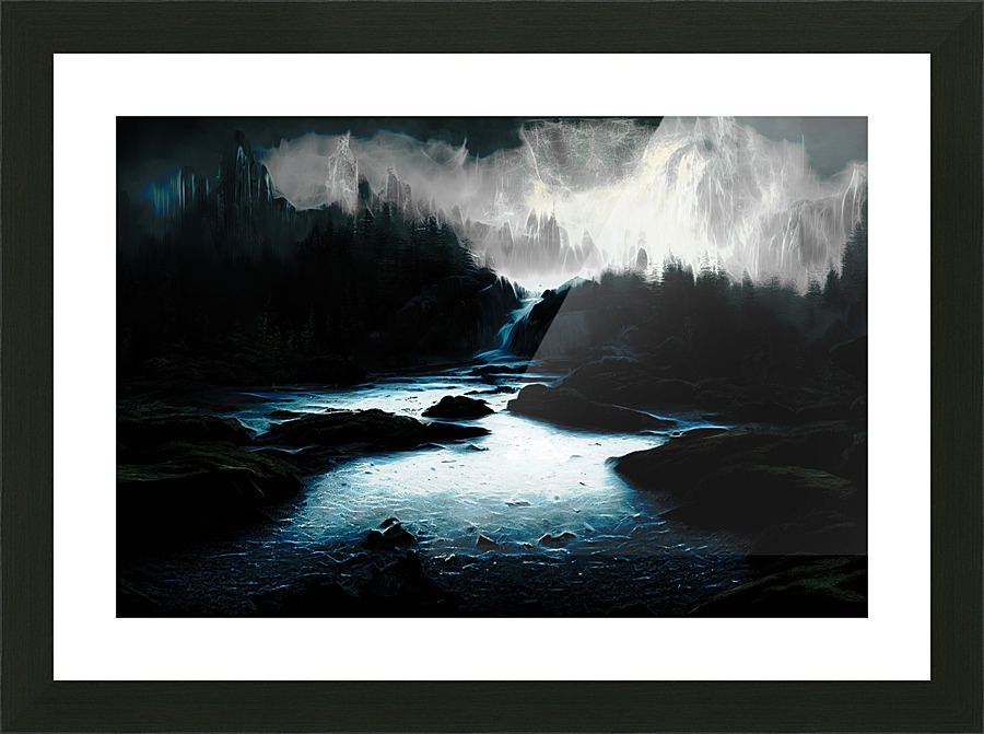[Moody Night River] Picture Frame print