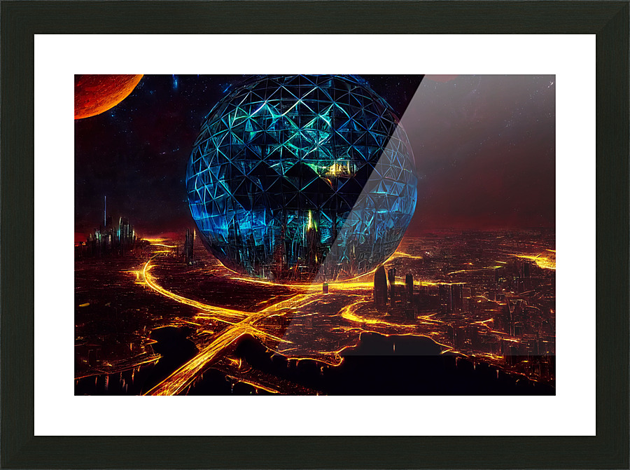 Geodesic seaside metropolis Picture Frame print