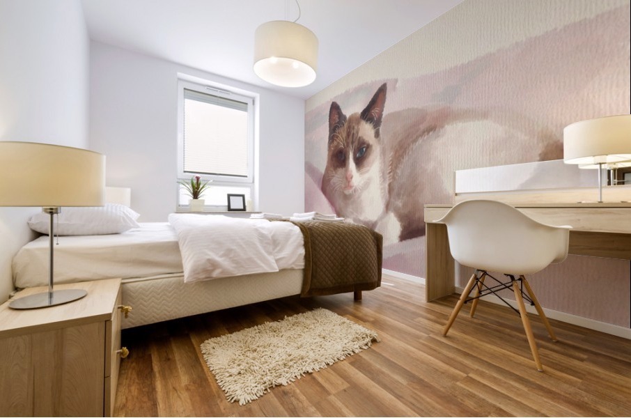 The lying Snowshoe Mural print