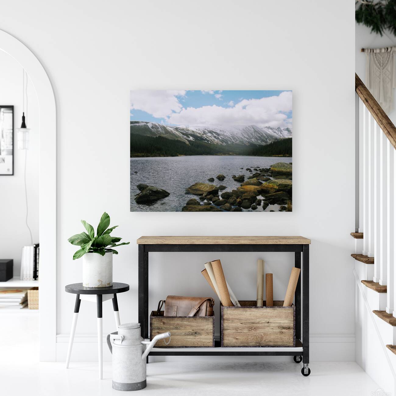 Clouds Over Snow Dusted Mountains Reproduction