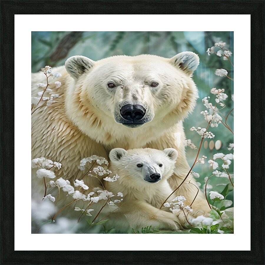 Intimate photo of polar bear and his son Picture Frame print