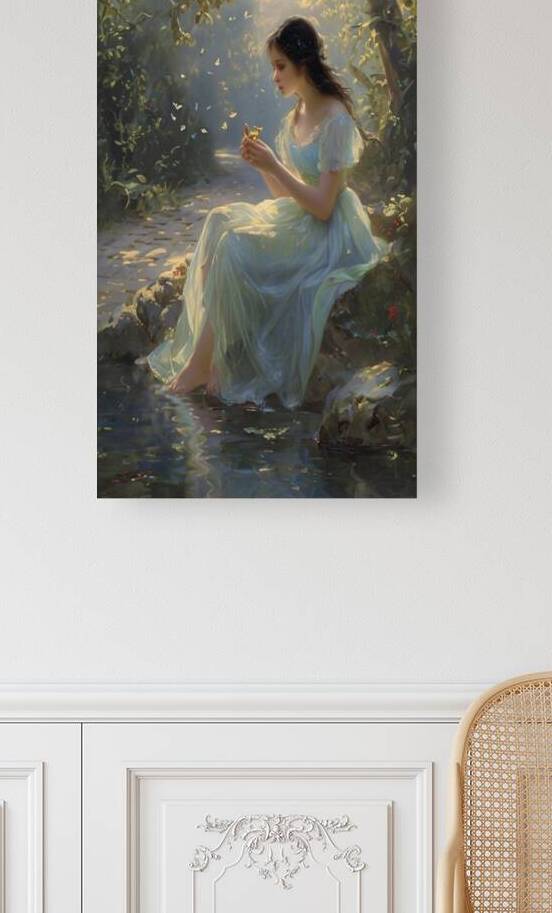 Young woman contemplating calm waters by HamdiArt