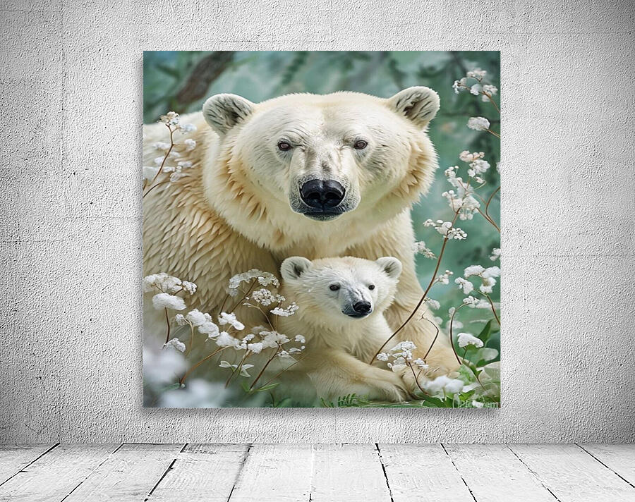 Intimate photo of polar bear and his son Wall Preview