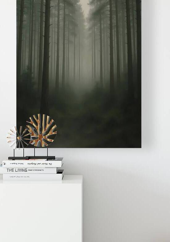 Moody Misty Pine Forest Art: Vertical Foggy Nature Print by Artful Vision
