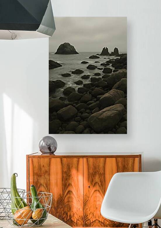 Moody Dark Rocky Seashore Print by Artful Vision