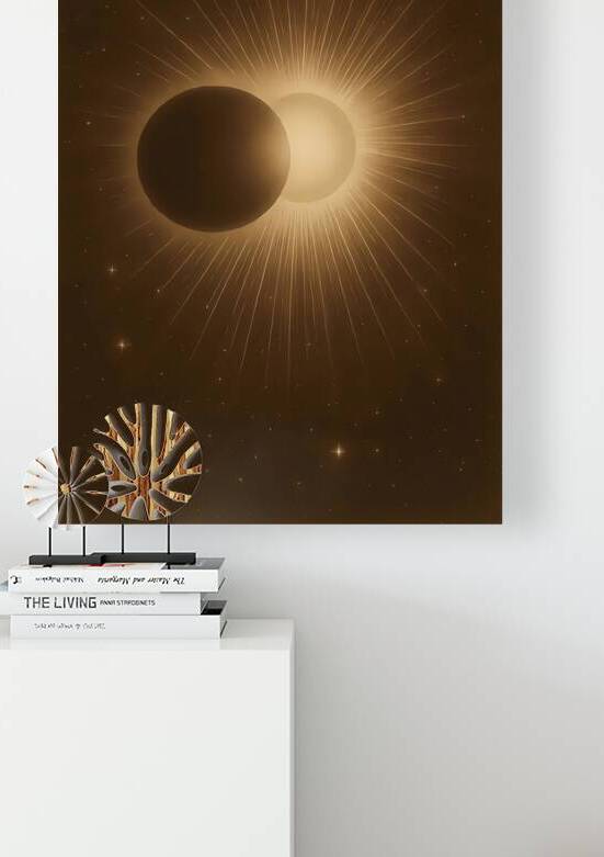 Mystical Golden Solar Eclipse Wall Art - Abstract Celestial Canvas Decor by Artful Vision