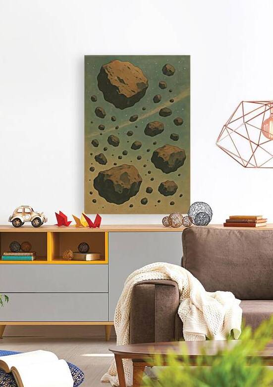 Retro Space Rocks Celestial Canvas Print by Artful Vision