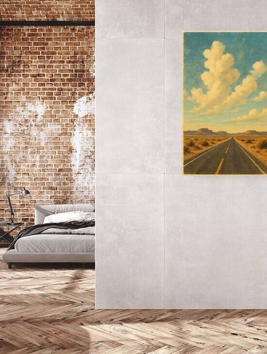 Vintage Desert Road Wall Art - Retro Highway Landscape Canvas Print by Artful Vision