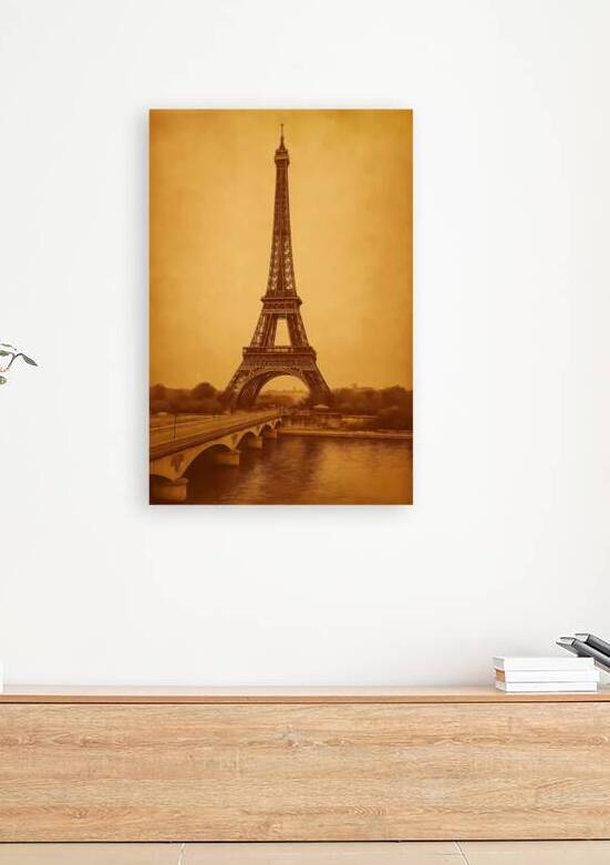 Vintage Golden Eiffel Tower Wall Art - Romantic Paris Cityscape Decor by Artful Vision
