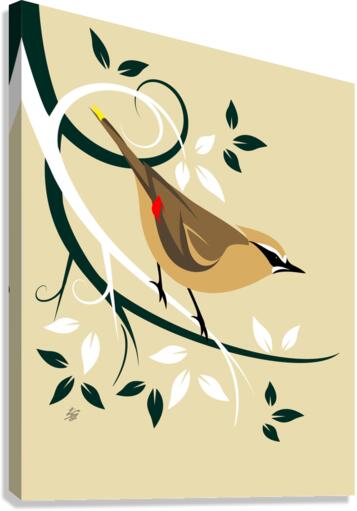Stylized Cedar Waxwing Canvas Print