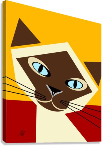 Stylized Siamese Cat Portrait Canvas Print