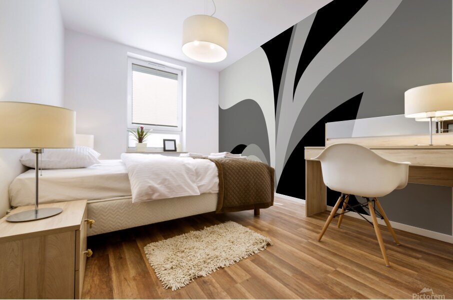 Black and Gray Abstract Swirls Mural print