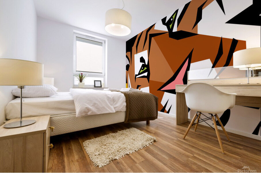 Geometric Tiger Face Mural print