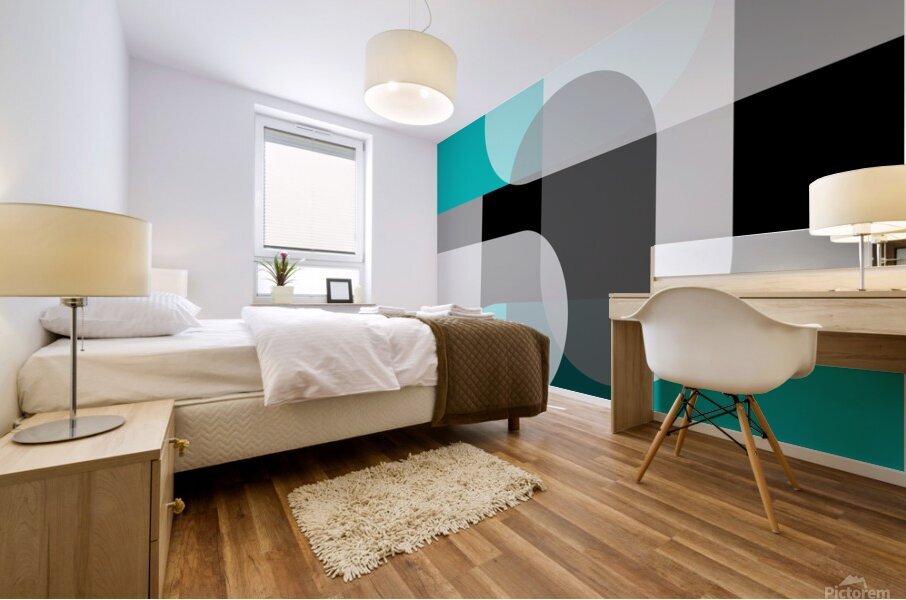 Geometric Abstract Teal Mural print
