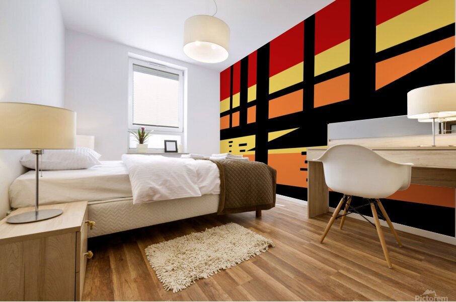 Sunset Landscape Geometric Abstract Mural print