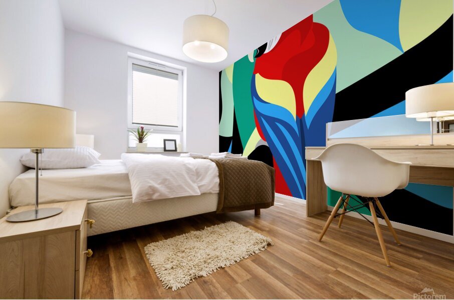 Abstract Scarlet Macaw Mural print