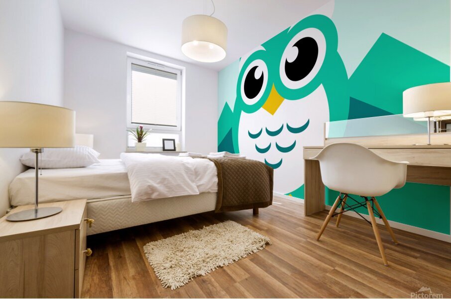 Cute Owl Vector cartoon Mural print