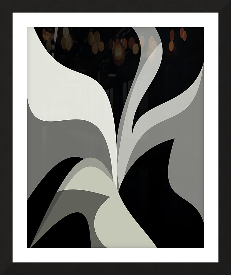 Black and Gray Abstract Swirls Picture Frame print