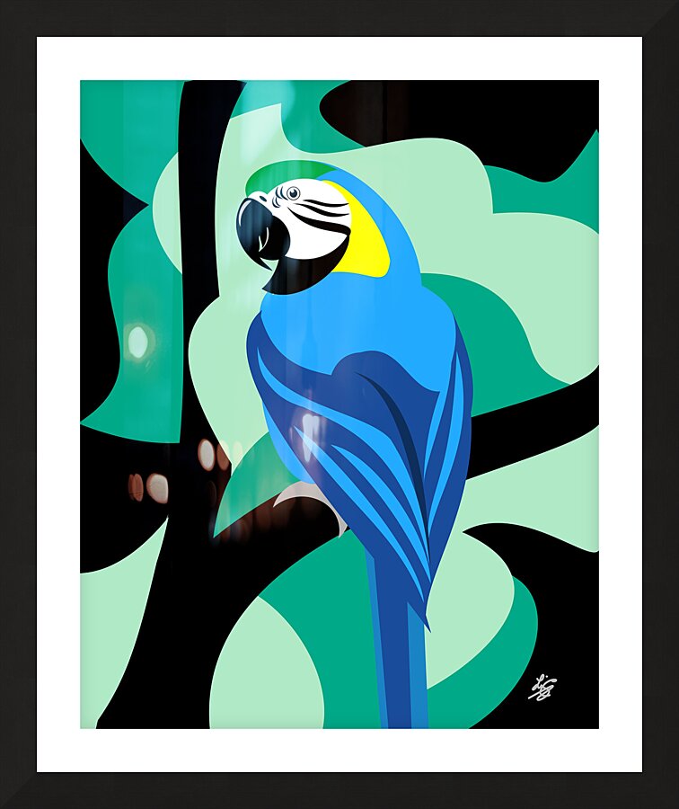 Blue and Yellow Macaw Picture Frame print