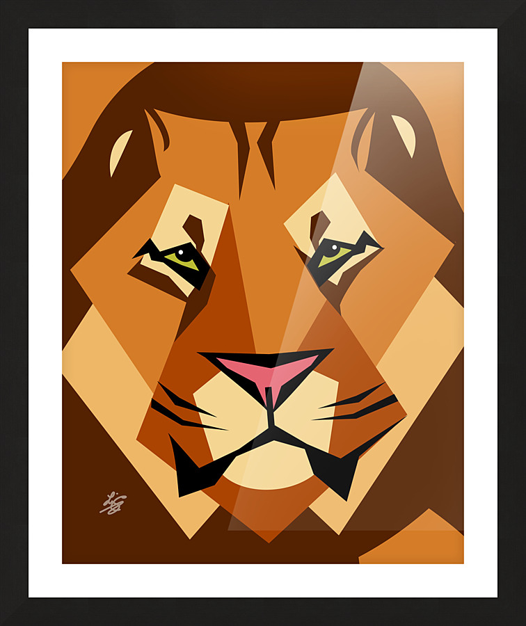 Stylized Lion Portrait Picture Frame print