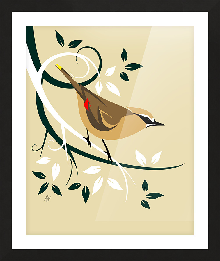 Stylized Cedar Waxwing Picture Frame print