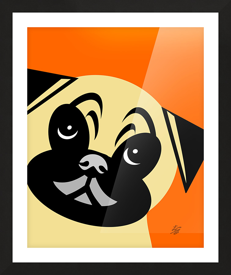 Pug Portrait Picture Frame print