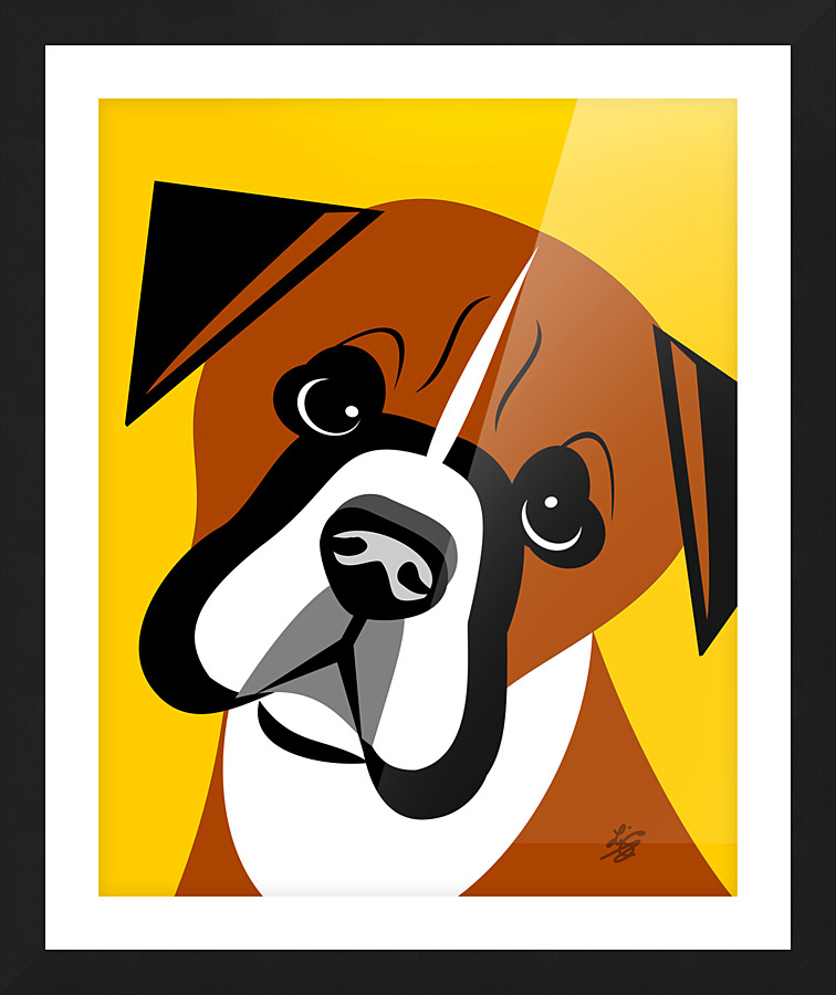 Boxer Dog Portrait Picture Frame print