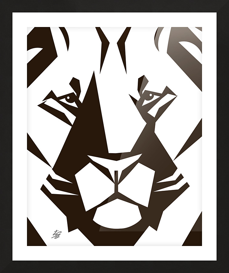 Geometric Lion Portrait Picture Frame print