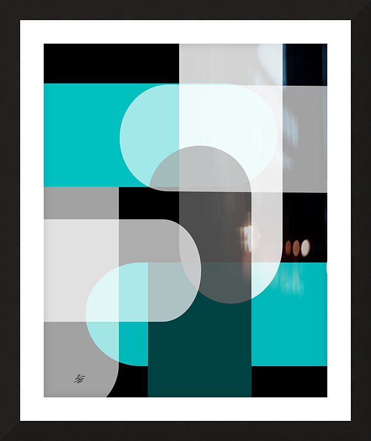 Geometric Abstract Teal Picture Frame print