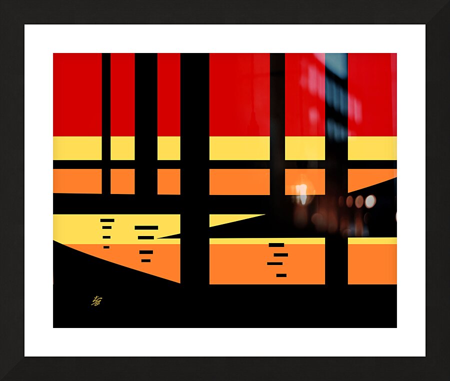 Sunset Landscape Geometric Abstract Picture Frame print