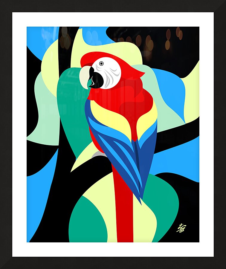 Abstract Scarlet Macaw Picture Frame print
