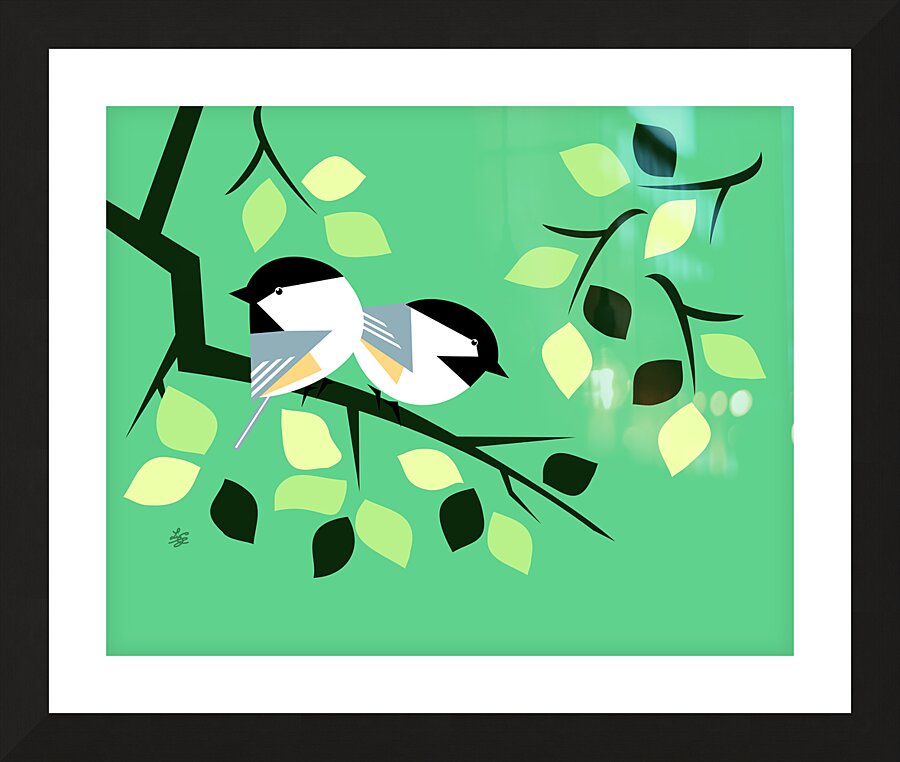 Chickadees On Tree Branch Picture Frame print